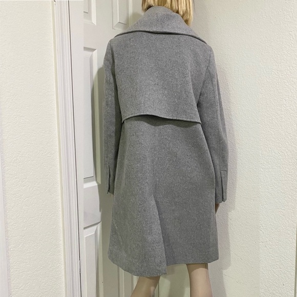 BADGLEY MISCHKA Nikki Mid Length Italian Cashmere Wool Leather Braid Coat XL - Picture 6 of 16